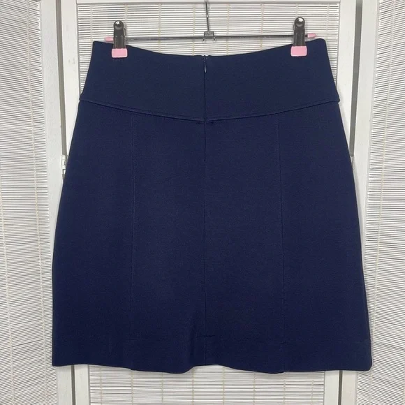 Maeve Anthropologie Navy Stretch Skirt High Waist Pockets Structured XS - Picture 3 of 7